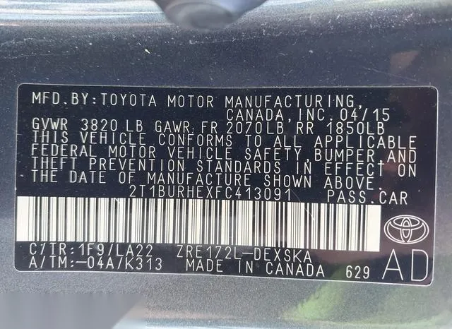 2T1BURHEXFC413091 2015 2015 Toyota Corolla- S Premium 9