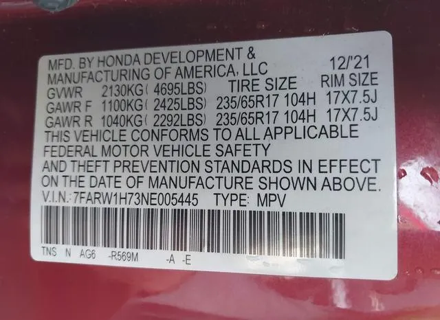 7FARW1H73NE005445 2022 2022 Honda CR-V- 2Wd Special Edition 9