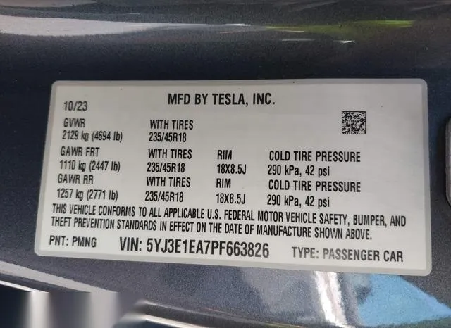 5YJ3E1EA7PF663826 2023 2023 Tesla Model 3- Rear-Wheel Drive 9