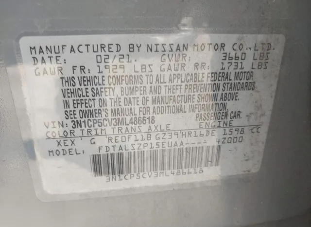 3N1CP5CV3ML486618 2021 2021 Nissan Kicks- Sv Xtronic Cvt 9