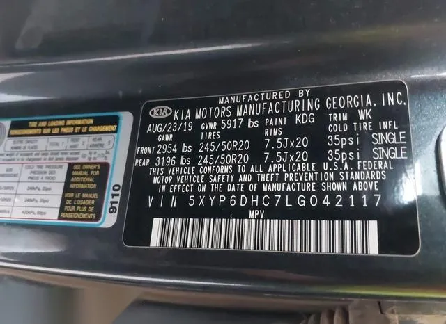 5XYP6DHC7LG042117 2020 2020 KIA Telluride- S 9