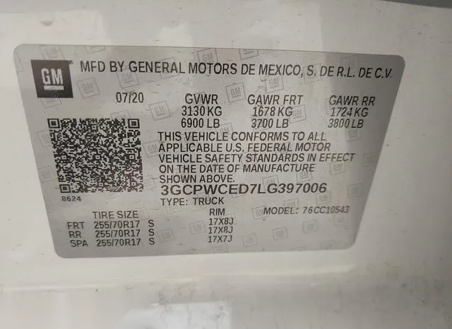 3GCPWCED7LG397006 2020 2020 Chevrolet Silverado 1500- 2Wd 9