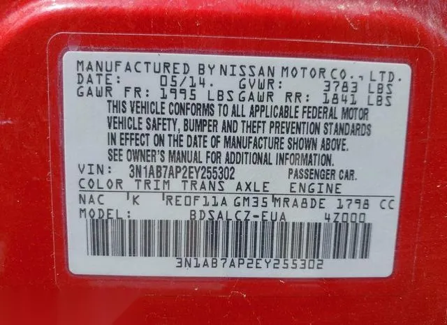 3N1AB7AP2EY255302 2014 2014 Nissan Sentra- S 9