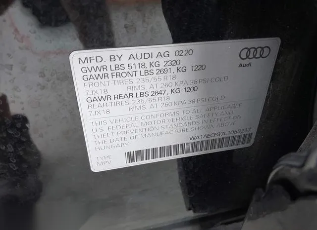 WA1AECF37L1083217 2020 2020 Audi Q3- Premium 45 Tfsi Quattro 9