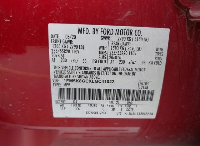 1FM5K8GCXLGC41022 2020 2020 Ford Explorer- ST 9