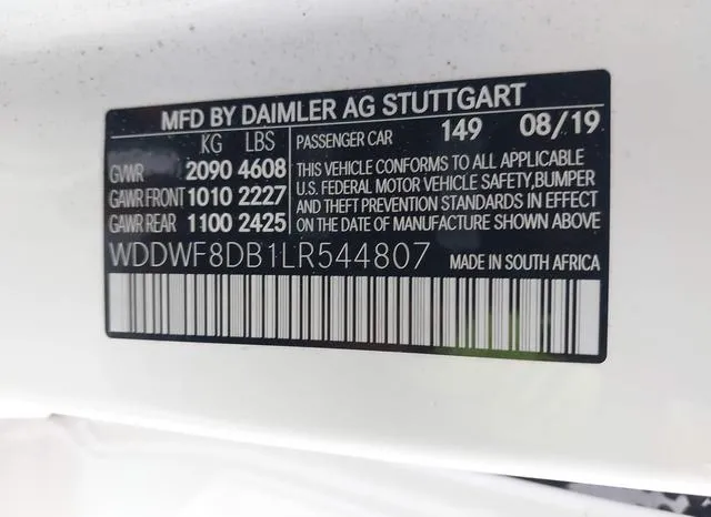 WDDWF8DB1LR544807 2020 2020 Mercedes-Benz C 300 9