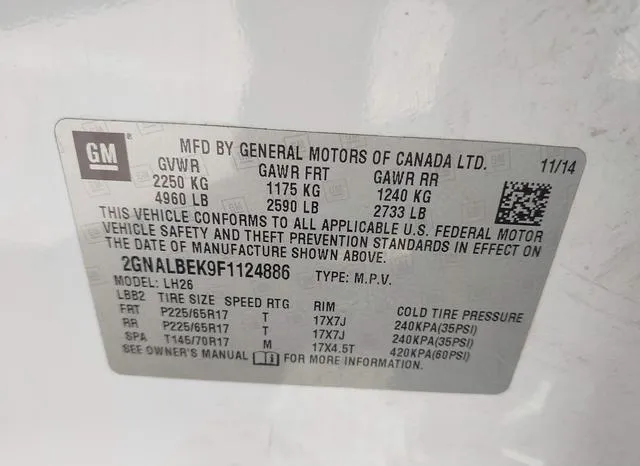 2GNALBEK9F1124886 2015 2015 Chevrolet Equinox- 1LT 9