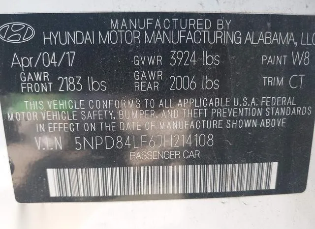 5NPD84LF6JH214108 2018 2018 Hyundai Elantra- Sel 9