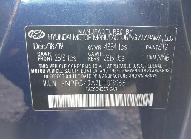 5NPEG4JA7LH019166 2020 2020 Hyundai Sonata- SE 9