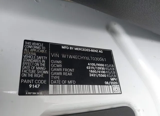 W1W4ECHY6LT030061 2020 2020 Mercedes-Benz Sprinter 2500- Hi 9