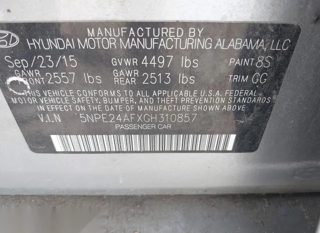 5NPE24AFXGH310857 2016 2016 Hyundai Sonata- SE 9