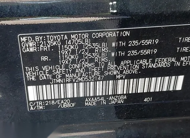 JTMN1RFV2MD532147 2021 2021 Toyota RAV4- Limited 9