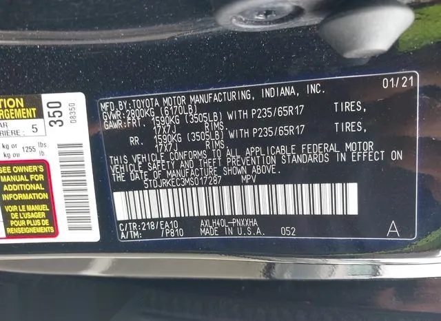 5TDJRKEC3MS017287 2021 2021 Toyota Sienna- Xle 9