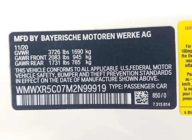 WMWXR5C07M2N99919 2021 2021 Mini Hardtop- Cooper S 9