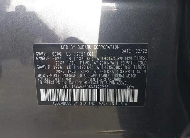 4S4WMAPD6N3427228 2022 2022 Subaru Ascent- Limited 9