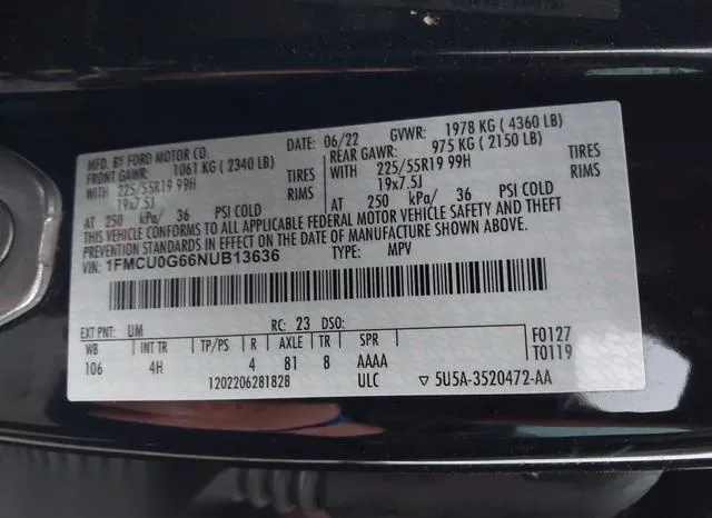 1FMCU0G66NUB13636 2022 2022 Ford Escape- SE 9