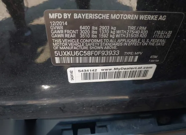 5UXKU6C58F0F93933 2015 2015 BMW X6- Xdrive50I 9