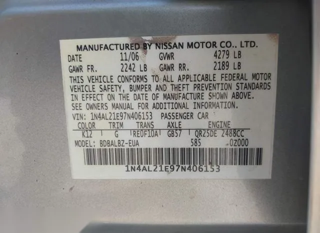 1N4AL21E97N406153 2007 2007 Nissan Altima- 2-5 S 9