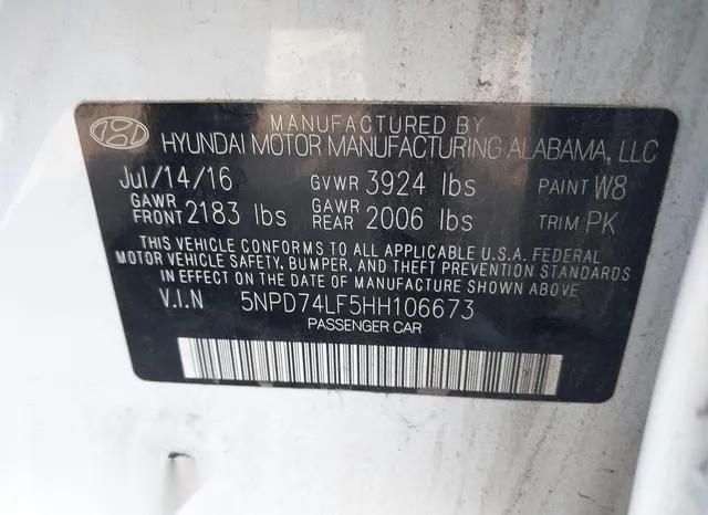 5NPD74LF5HH106673 2017 2017 Hyundai Elantra- SE 9