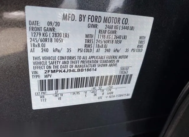 2FMPK4J94LBB18614 2020 2020 Ford Edge- Sel 9