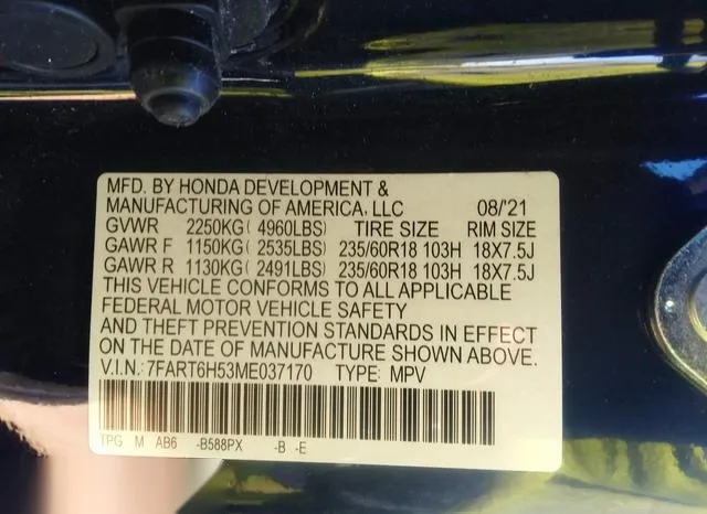 7FART6H53ME037170 2021 2021 Honda CR-V- Hybrid Ex 9