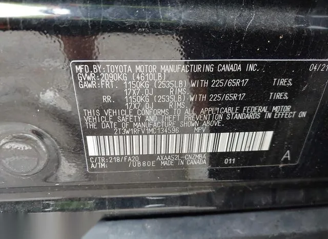 2T3W1RFV1MC134596 2021 2021 Toyota RAV4- Xle 9