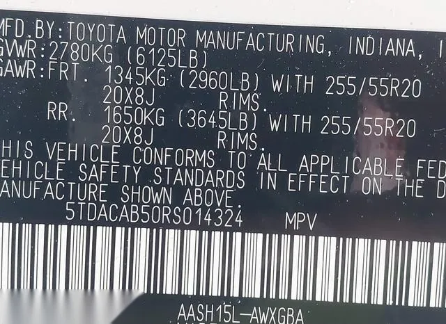 5TDACAB50RS014324 2024 2024 Toyota Grand Highlander- Hybrid 9