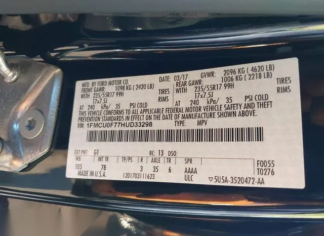 1FMCU0F77HUD33298 2017 2017 Ford Escape- S 9