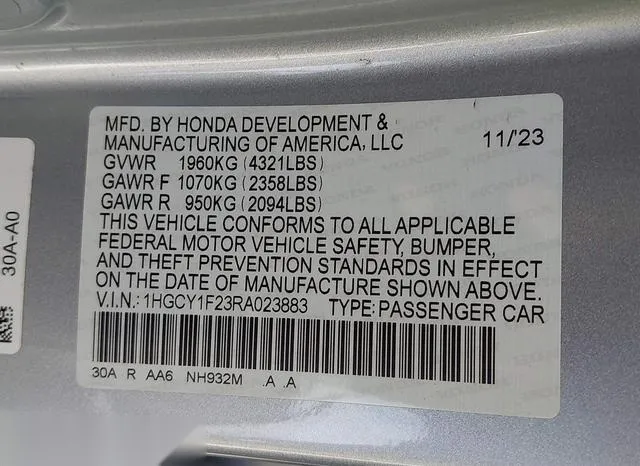 1HGCY1F23RA023883 2024 2024 Honda Accord- LX 9