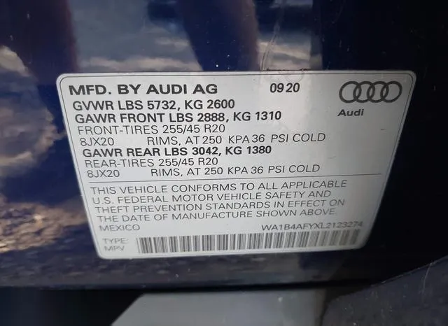 WA1B4AFYXL2123274 2020 2020 Audi SQ5- Premium Plus Tfsi Qua 9