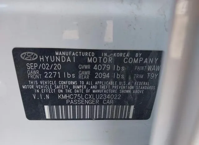 KMHC75LCXLU234022 2020 2020 Hyundai Ioniq- Hybrid SE 9