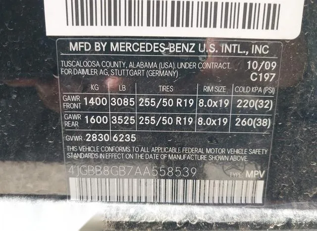 4JGBB8GB7AA558539 2010 2010 Mercedes-Benz ML 350- 4Matic 9