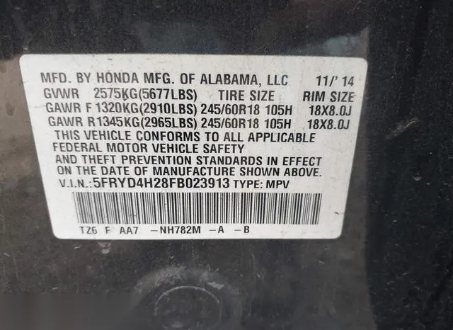 5FRYD4H28FB023913 2015 2015 Acura MDX 9