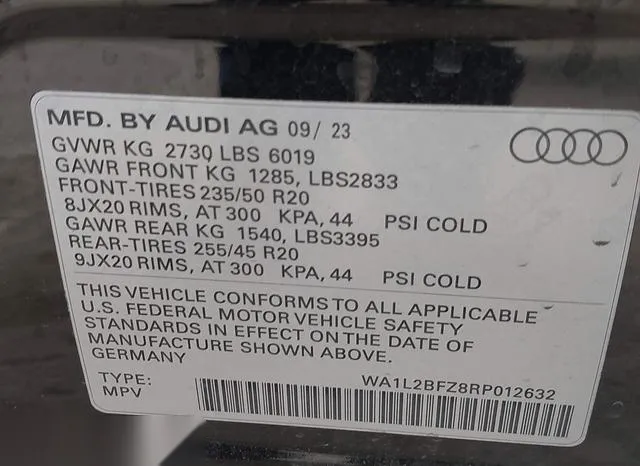 WA1L2BFZ8RP012632 2024 2024 Audi Q4 E-Tron- Premium Plus 50  9