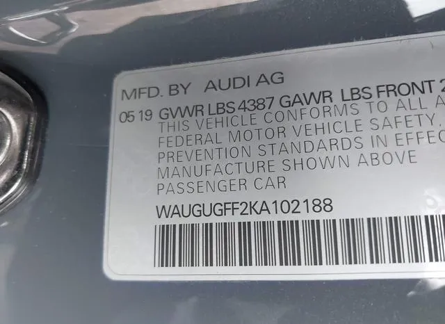 WAUGUGFF2KA102188 2019 2019 Audi A3- 40 Premium 9