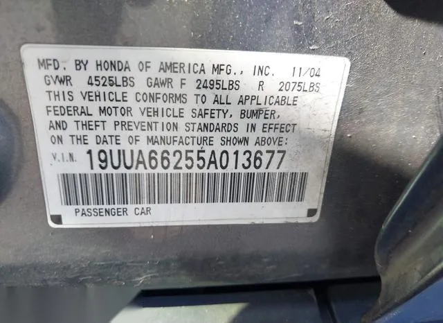 19UUA66255A013677 2005 2005 Acura TL 9