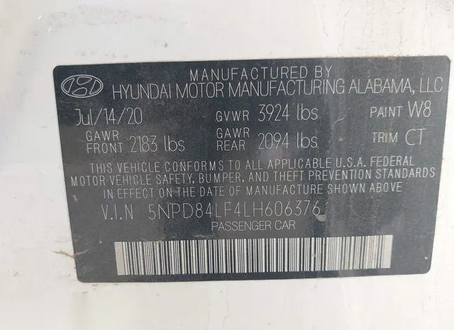 5NPD84LF4LH606376 2020 2020 Hyundai Elantra- Sel 9