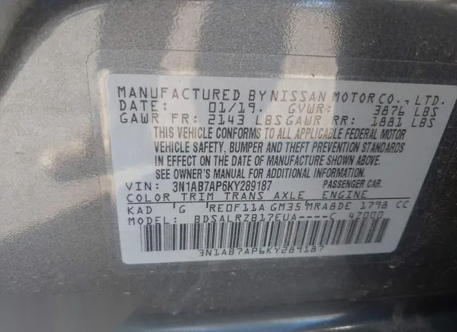 3N1AB7AP6KY289187 2019 2019 Nissan Sentra- SR 9