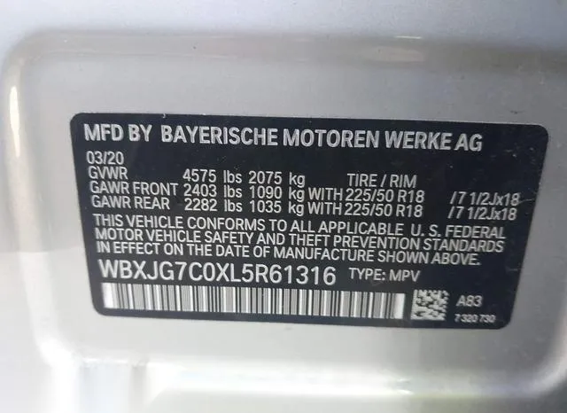 WBXJG7C0XL5R61316 2020 2020 BMW X1- Sdrive28I 9