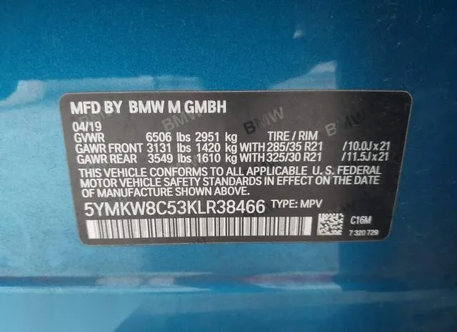 5YMKW8C53KLR38466 2019 2019 BMW X6- X6 M 9