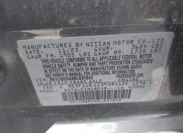 3N1CN8DV4RL837842 2024 2024 Nissan Versa- 1-6 S 9