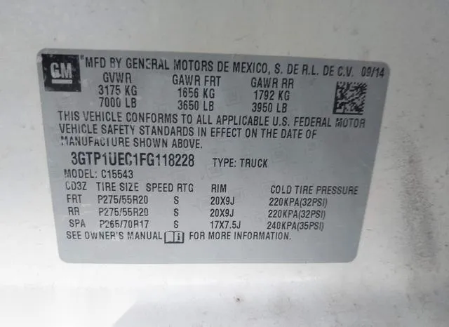 3GTP1UEC1FG118228 2015 2015 GMC Sierra- 1500 Sle 9