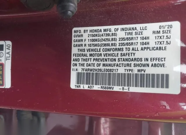 7FARW2H26LE008217 2020 2020 Honda CR-V- Awd Lx 9