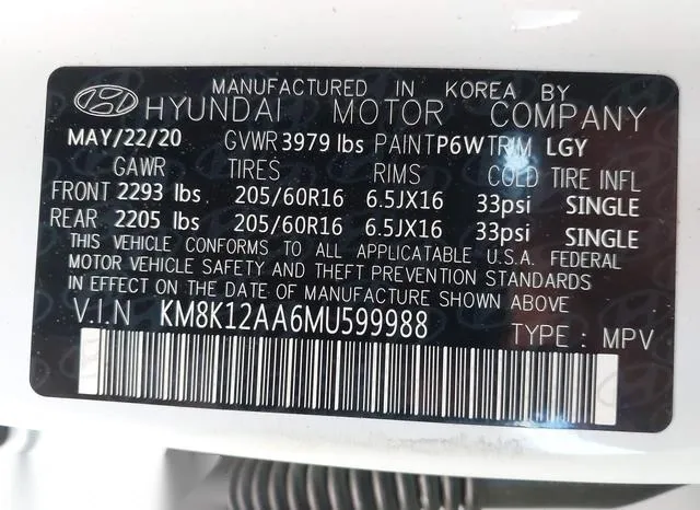 KM8K12AA6MU599988 2021 2021 Hyundai Kona- SE 9