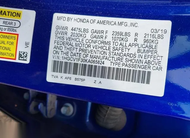 1HGCV1F30KA065824 2019 2019 Honda Accord- Sport 9