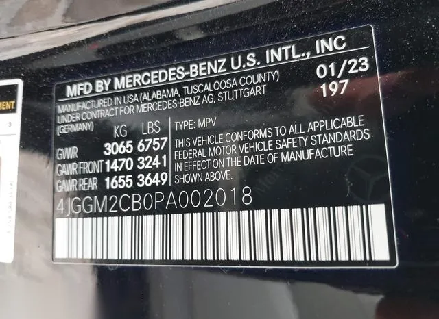 4JGGM2CB0PA002018 2023 2023 Mercedes-Benz Eqe 500 Suv- 4Matic 9