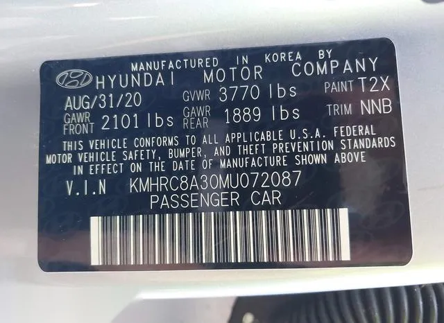 KMHRC8A30MU072087 2021 2021 Hyundai Venue- Sel 9