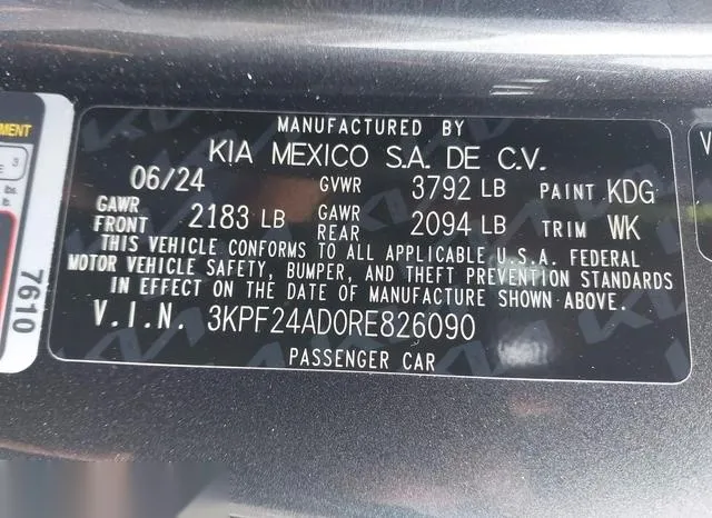 3KPF24AD0RE826090 2024 2024 KIA Forte- Lxs 9