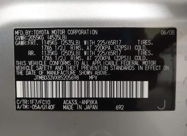 JTMBD33VX85205698 2008 2008 Toyota RAV4 9