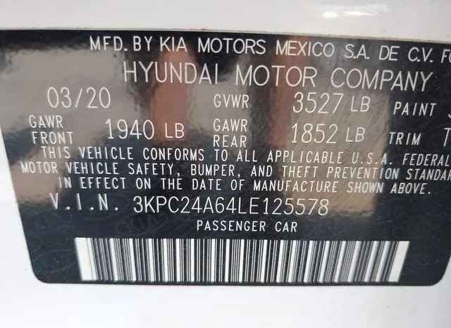 3KPC24A64LE125578 2020 2020 Hyundai Accent- SE 9